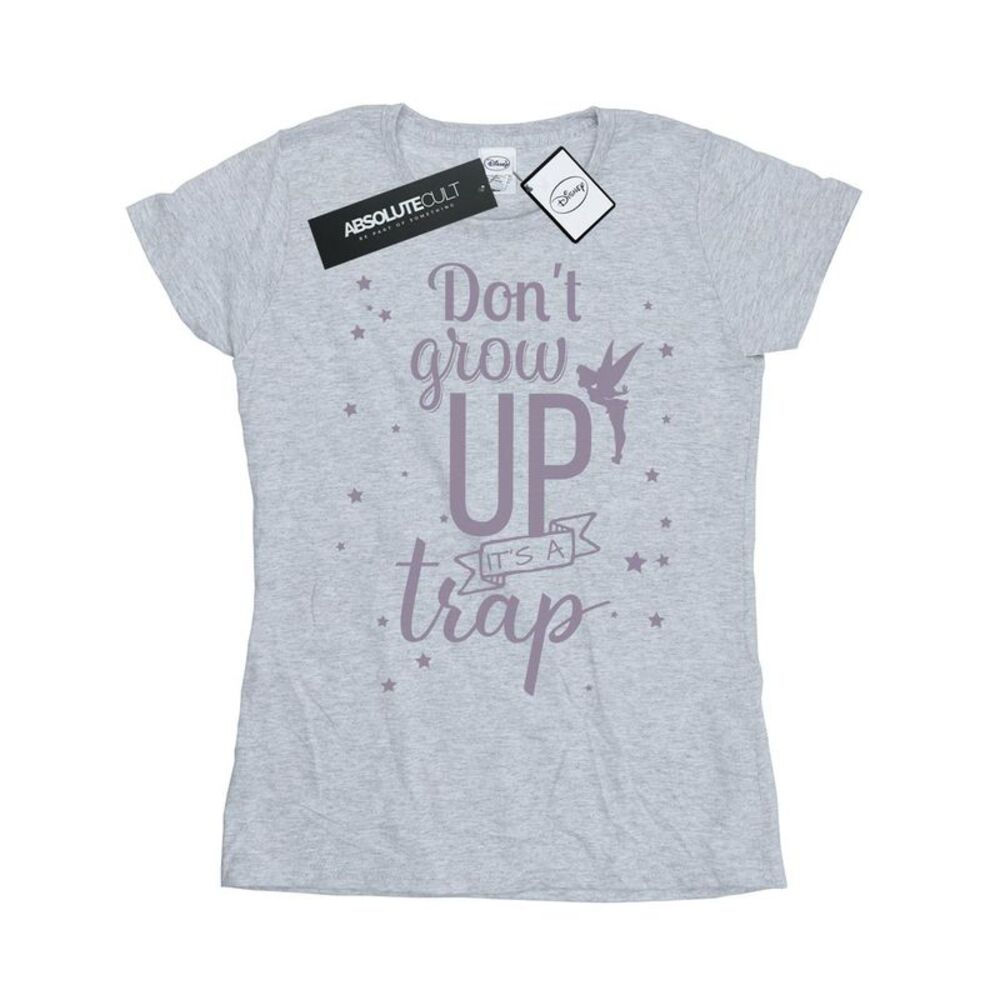 Tinkerbell Womens/Ladies Don�'t Grow Up Cotton T-Shirt / Sports Grey